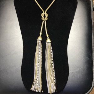 Chico’s Knotted Rope and Chain Tassel Necklace